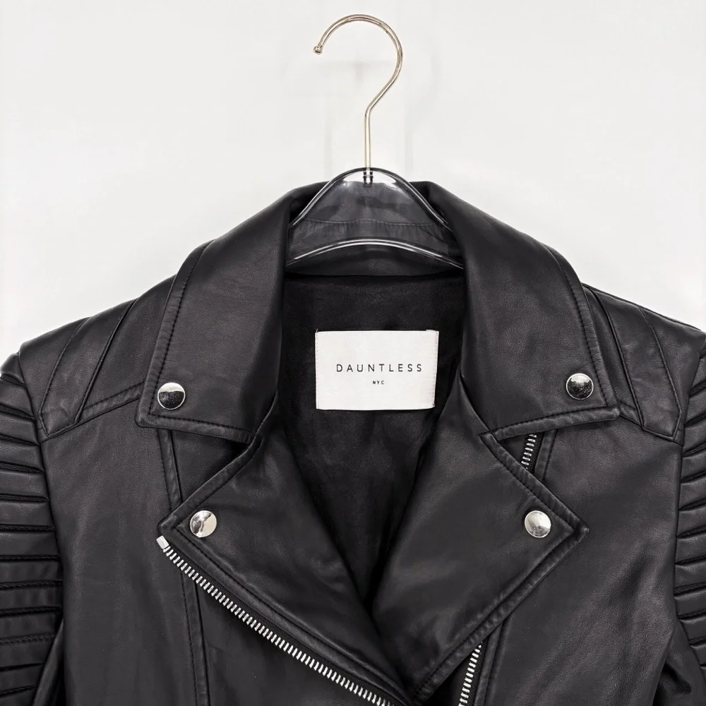 DAUNTLESS NYC | Vegan Leather Moto Biker Jacket in Black | S - Picture 6 of 14